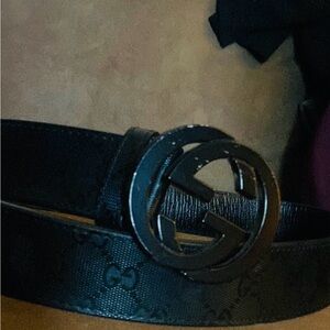 Gucci Midnight Black Embossed Belt